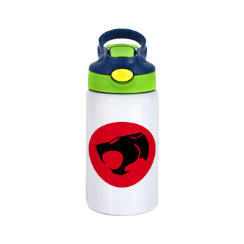 Thundercats, Children's hot water bottle, stainless steel, with safety straw, green, blue (350ml)