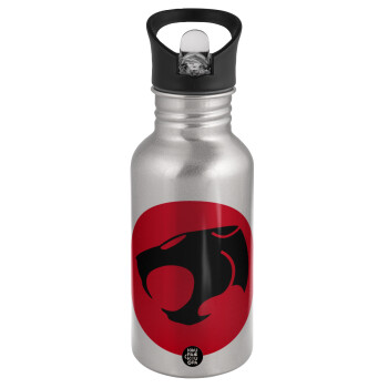 Thundercats, Water bottle Silver with straw, stainless steel 500ml