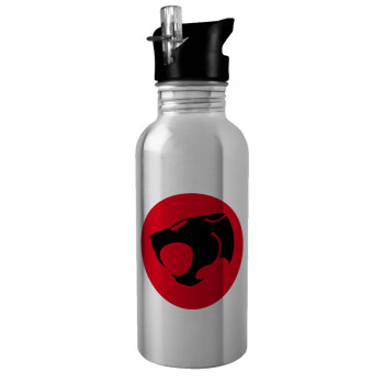 Thundercats, Water bottle Silver with straw, stainless steel 600ml