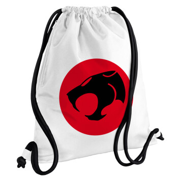 Thundercats, Backpack pouch GYMBAG white, with pocket (40x48cm) & thick cords