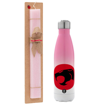 Thundercats, Πασχαλινή Λαμπάδα με Μεταλλικό παγούρι θερμός Ροζ/Λευκό (Stainless steel), διπλού τοιχώματος, 500ml & κερί αρωματικό πλακέ (30cm) (ΡΟΖ)