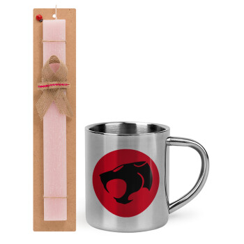 Thundercats, Easter Set, metallic thermal cup (300ml) & aromatic flat Easter candle (30cm) (PINK)