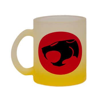 Thundercats, Κούπα γυάλινη δίχρωμη με βάση το κίτρινο ματ, 330ml