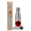 Easter Set, metallic Inox water bottle (750ml) & aromatic flat Easter candle (30cm) (GRAY)