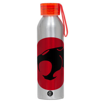 Thundercats, Αλουμινένιο Αθλητικό Μπουκάλι 650ml – Ασημί με Κόκκινο Καπάκι και Λουράκι Σιλικόνης