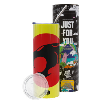 Thundercats, Neon Yellow Travel Tumbler, with metal straw (Stainless steel 304 Food grade, BPA free, 600ml)