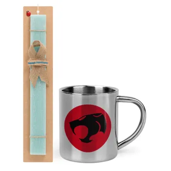 Thundercats, Easter Set, metallic thermal cup (300ml) & aromatic flat Easter candle (30cm) (TURQUOISE)