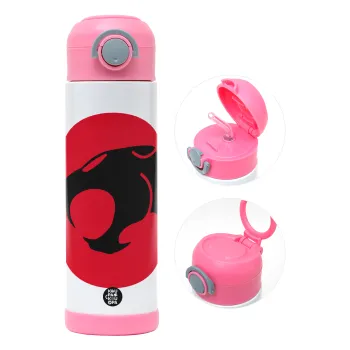 Thundercats, Children's hot water bottle, stainless steel, with safety straw, PINK (500ml)