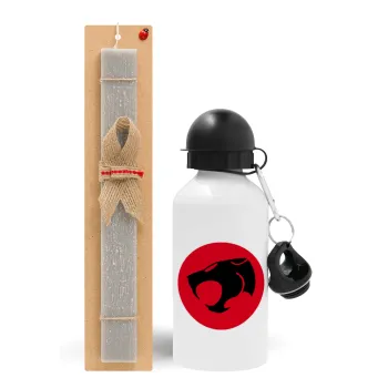 Thundercats, Πασχαλινή Λαμπάδα με παγούρι μεταλλικό  αλουμινίου (500ml) & κερί αρωματικό πλακέ (30cm) (ΓΚΡΙ)