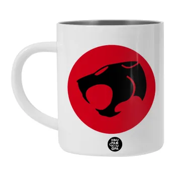Thundercats, Λευκή Ανοξείδωτη Μεταλλική Κούπα 450ml - Διπλού Τοιχώματος 