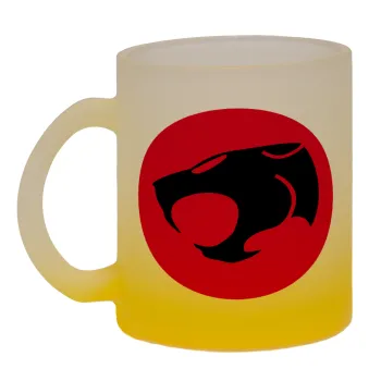 Thundercats, Κούπα γυάλινη δίχρωμη με βάση το κίτρινο ματ, 330ml