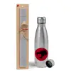 Easter Set, metallic Inox water bottle (750ml) & aromatic flat Easter candle (30cm) (GRAY)