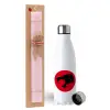 Easter Set, metallic stainless steel water bottle (750ml) & scented flat Easter candle (30cm) (PINK)