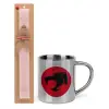 Easter Set, metallic thermal cup (300ml) & aromatic flat Easter candle (30cm) (PINK)