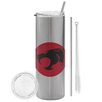 Thundercats, Tumbler stainless steel Silver 600ml, with metal straw & cleaning brush