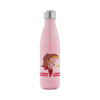Lucky Luke, Metal mug thermos Pink Iridiscent (Stainless steel), double wall, 500ml