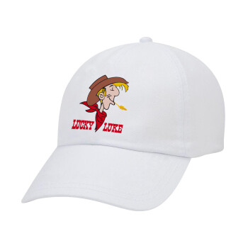 Lucky Luke, Καπέλο Ενηλίκων Baseball Λευκό 5-φύλλο (POLYESTER, ΕΝΗΛΙΚΩΝ, UNISEX, ONE SIZE)
