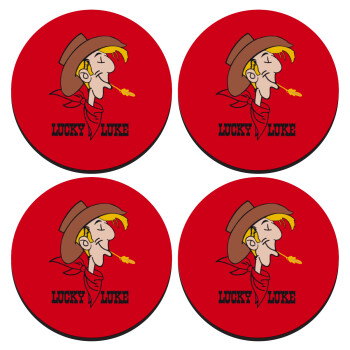 Lucky Luke, SET of 4 round wooden coasters (9cm)