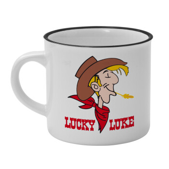 Lucky Luke, Κούπα κεραμική vintage Λευκή/Μαύρη 230ml