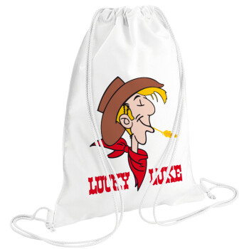 Lucky Luke, Τσάντα πλάτης πουγκί GYMBAG λευκή (28x40cm)