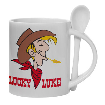 Lucky Luke, Ceramic coffee mug with Spoon, 330ml (1pcs)