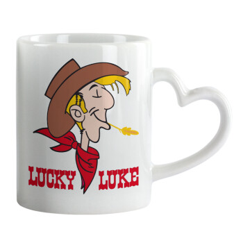 Lucky Luke, Mug heart handle, ceramic, 330ml
