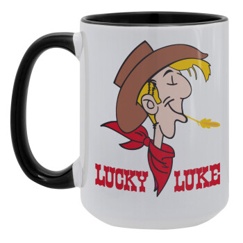 Lucky Luke, Κούπα Mega 15oz, κεραμική Μαύρη, 450ml