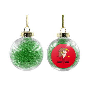 Λούκυ Λουκ, Χριστουγεννιάτικη μπάλα δένδρου διάφανη με πράσινο γέμισμα 8cm