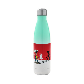 Lucky Luke shadows, Metal mug thermos Green/White (Stainless steel), double wall, 500ml