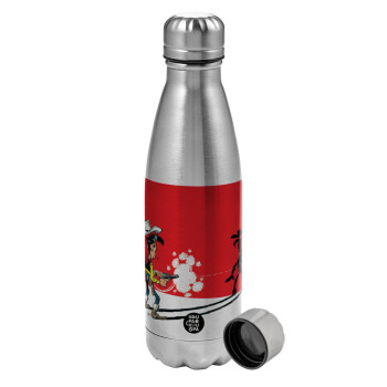 Lucky Luke shadows, Metallic water bottle, stainless steel, 750ml