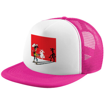 Lucky Luke shadows, Καπέλο Ενηλίκων Soft Trucker με Δίχτυ Pink/White (POLYESTER, ΕΝΗΛΙΚΩΝ, UNISEX, ONE SIZE)