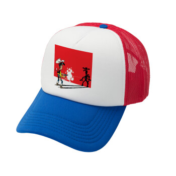 Λούκυ Λουκ σκιές, Καπέλο Soft Trucker με Δίχτυ Red/Blue/White 