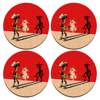 Λούκυ Λουκ σκιές, ΣΕΤ x4 Σουβέρ ξύλινα στρογγυλά plywood (9cm)