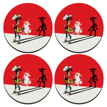 Lucky Luke shadows, SET of 4 round wooden coasters (9cm)