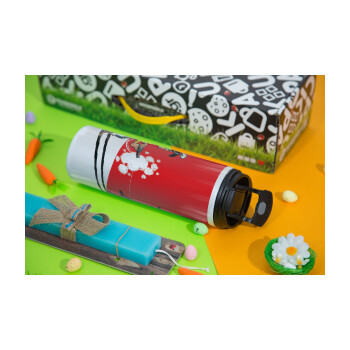 Lucky Luke shadows, Easter candle,Travel Tumbler 2 Lids, with metal straw & cleaning brush & aromatic flat candle (30cm) (BLUE)