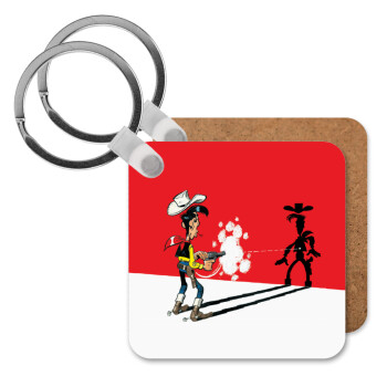 Lucky Luke shadows, Μπρελόκ Ξύλινο τετράγωνο MDF