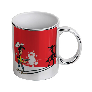 Lucky Luke shadows, Mug ceramic, silver mirror, 330ml