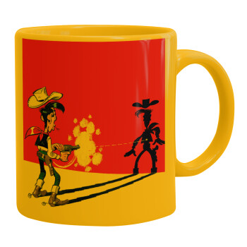 Lucky Luke shadows, Ceramic coffee mug yellow, 330ml (1pcs)