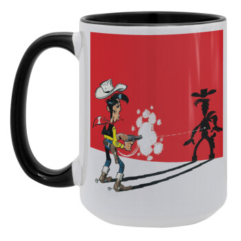 Lucky Luke shadows, Κούπα Mega 15oz, κεραμική Μαύρη, 450ml