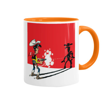 Lucky Luke shadows, Mug colored orange, ceramic, 330ml