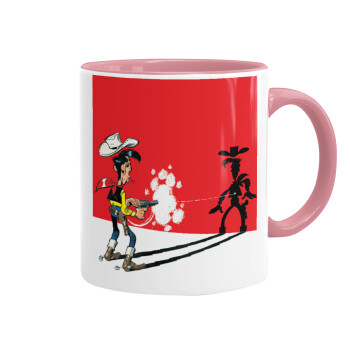 Lucky Luke shadows, Mug colored pink, ceramic, 330ml