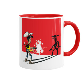 Lucky Luke shadows, Mug colored red, ceramic, 330ml