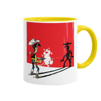 Lucky Luke shadows, Mug colored yellow, ceramic, 330ml