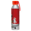 Aluminum Sports Bottle 650ml – Silver with Red Cap and Silicone Strap