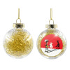 Transparent Christmas tree ball ornament with gold filling 8cm