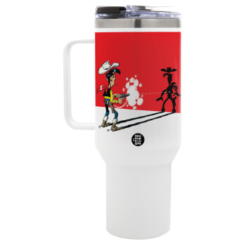 Lucky Luke shadows, Mega Stainless steel Tumbler with lid, double wall 1,2L
