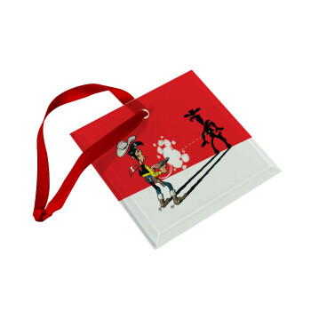 Lucky Luke shadows, Christmas ornament, glass square ornament 9x9cm