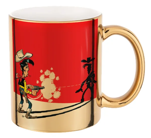 Lucky Luke shadows — Mug ceramic, gold mirror, 330ml