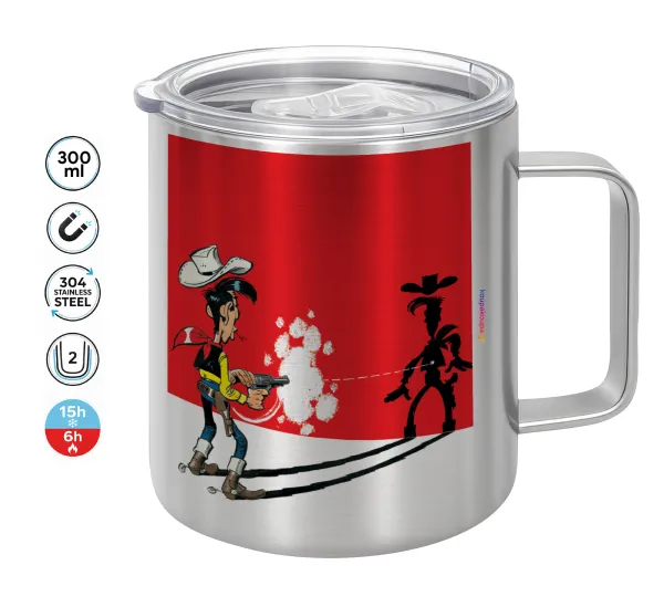 Lucky Luke shadows — Double-walled stainless steel mug 300ml with temperature-retaining lid