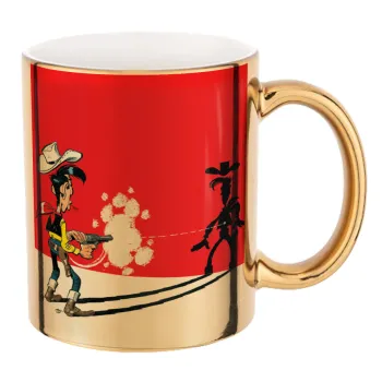 Lucky Luke shadows, Mug ceramic, gold mirror, 330ml